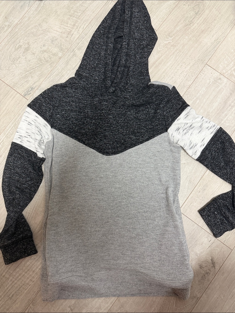 Kids Colorblock Hooded Sweatshirt - Gray & Black